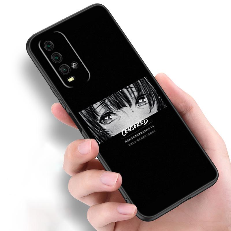 Эстетический силиконовый чехол для телефона «Грустное аниме Kawaii Girl» для Xiaomi Redmi Note 11 10 9 8 Pro 11T 10T 10S 9S 8T 9 9A 9C 9T, черный чехол