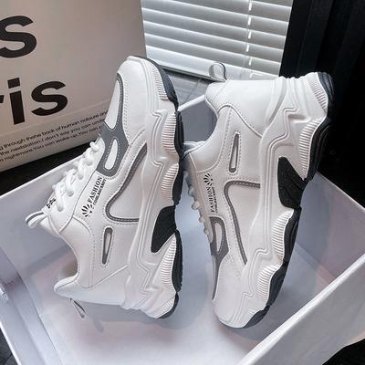 Туфли Женские 2025 Весна и Осень Новые Спортивные Повседневные Кожаные Туфли Корейская Версия Маленькие Белые Туфли Студенческие Папины Кроссовки