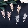 Luxury Fashion Zircon Copper 18k Gold Plated Pendant Necklace and Earrings Jewelry Set for Women