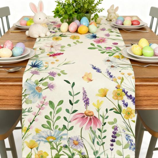 Весенняя цветочная скатерть-дорожка, цветущие цветы, столовое белье, тюльпан, моющаяся скатерть для дома, фермерского дома, обедов, вечеринок, украшение