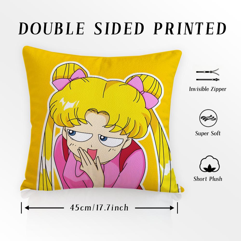 S-SAILOR Аниме M-MOON Наволочка Наволочка Клещ-пылевой клещ Подушка Невидимая молния Шелковистый короткий плюш Подушка для дивана Чехол