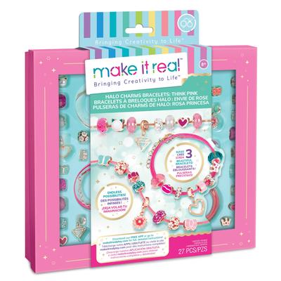 Браслет с подвесками Make It Real Halo Think Pink DIY Charm Bracelets Making Kit Набор для изготовления браслетов дружбы с набором для бисероплетения Arts Crafts Makes 3 браслета - -