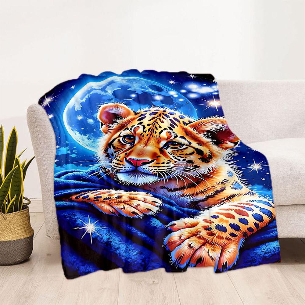 1pc Cute Elephant on Moon Blanket Soft Comfortable Lightweight Perfect for Travel Camping Picnics Sofa Office Bed Living Room Ideal Gift for Friends