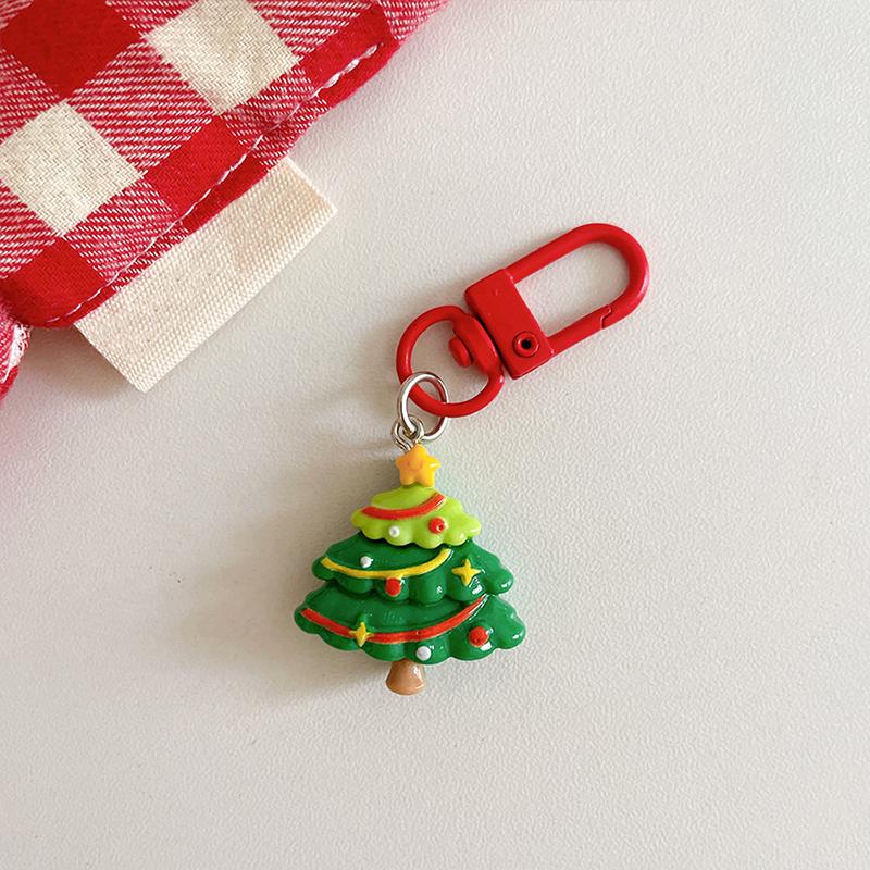 1PC Cartoon Shape Xmas Key Rings For Friends Key Holders Holiday Bag Pendants Part Resin Gifts Multiple Options Available