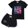 Детский Девочки Аниме Мультяшный ПОП Певица Руми Зои Мира Принт Повседневная Футболка с Короткими Рукавами Шорты Комплект Одежды
