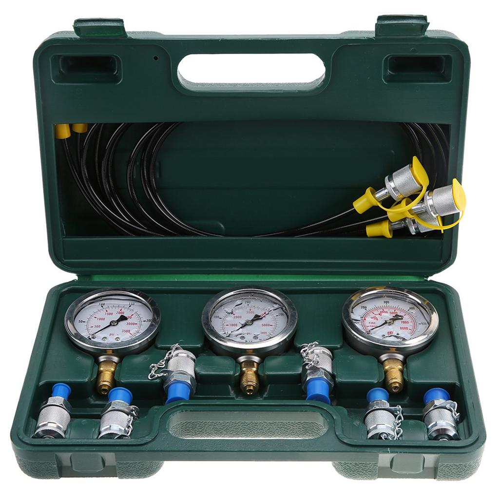 Excavator Hydraulic Pressure Test Kit with Testing Point Coupling and Gauge