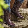 Men's Retro Long Boots Style Imitation Camon Crocodile Leather Cowboy Boots Western Boots Wide Toe