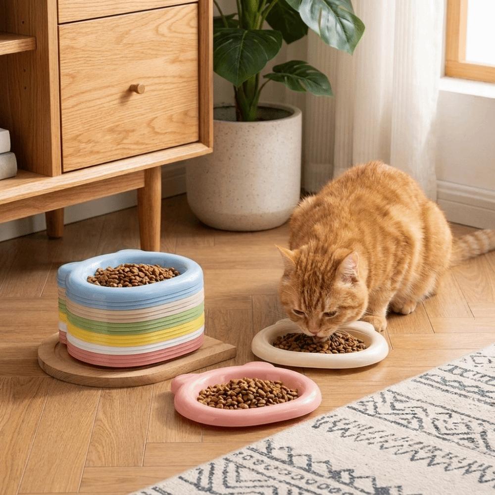 Plastic Cat Food Plates Food Grade Pet Snack Dish Lightweight Kitten Bowl Daily Use