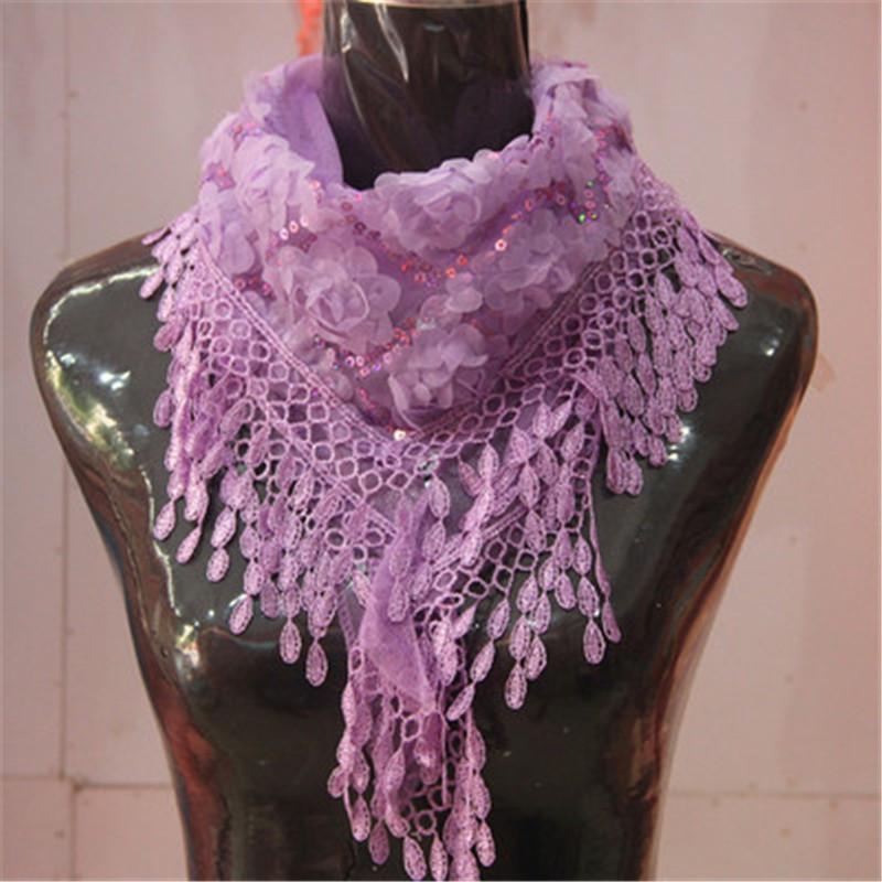 Весенне-осенний женский треугольный шарф, изысканный тонкий шелковый шарф с вышивкой и кисточками, шаль