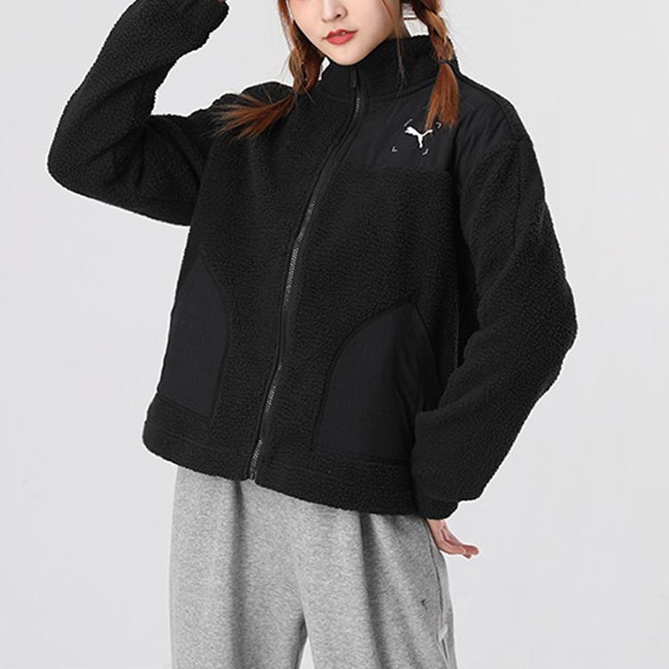 Puma Теплая повседневная куртка из искусственной овчины Nu-Utility с воротником-стойкой, женские куртки, черный цвет 586612-01