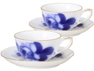Набор пар блюдец для чашек Okura Toen Blue Rose (8211) и 96CR/8211