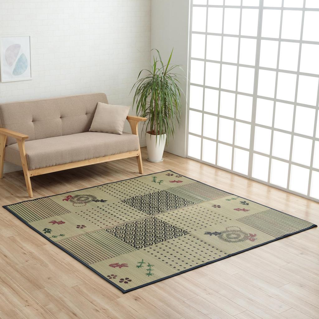 IKEHIKO Igusa Rug/Carpet, DX Goldfish Design, 3-Tatami Size, Rectangular, Approx. 176 x 230cm, Backed with Cypress, #8165310