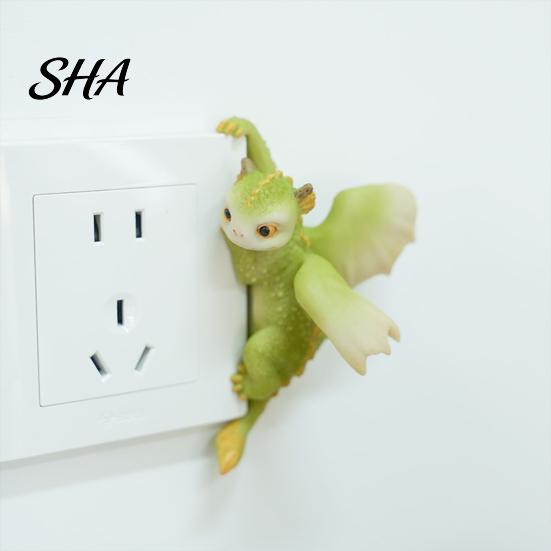Decorative Switch Plate Sticker 3D Cute Baby Dinosaur Sticker, Fantasy Wall Decor, Funny Socket Protector Panel Decal, Indoor Art for Kids Bedroom