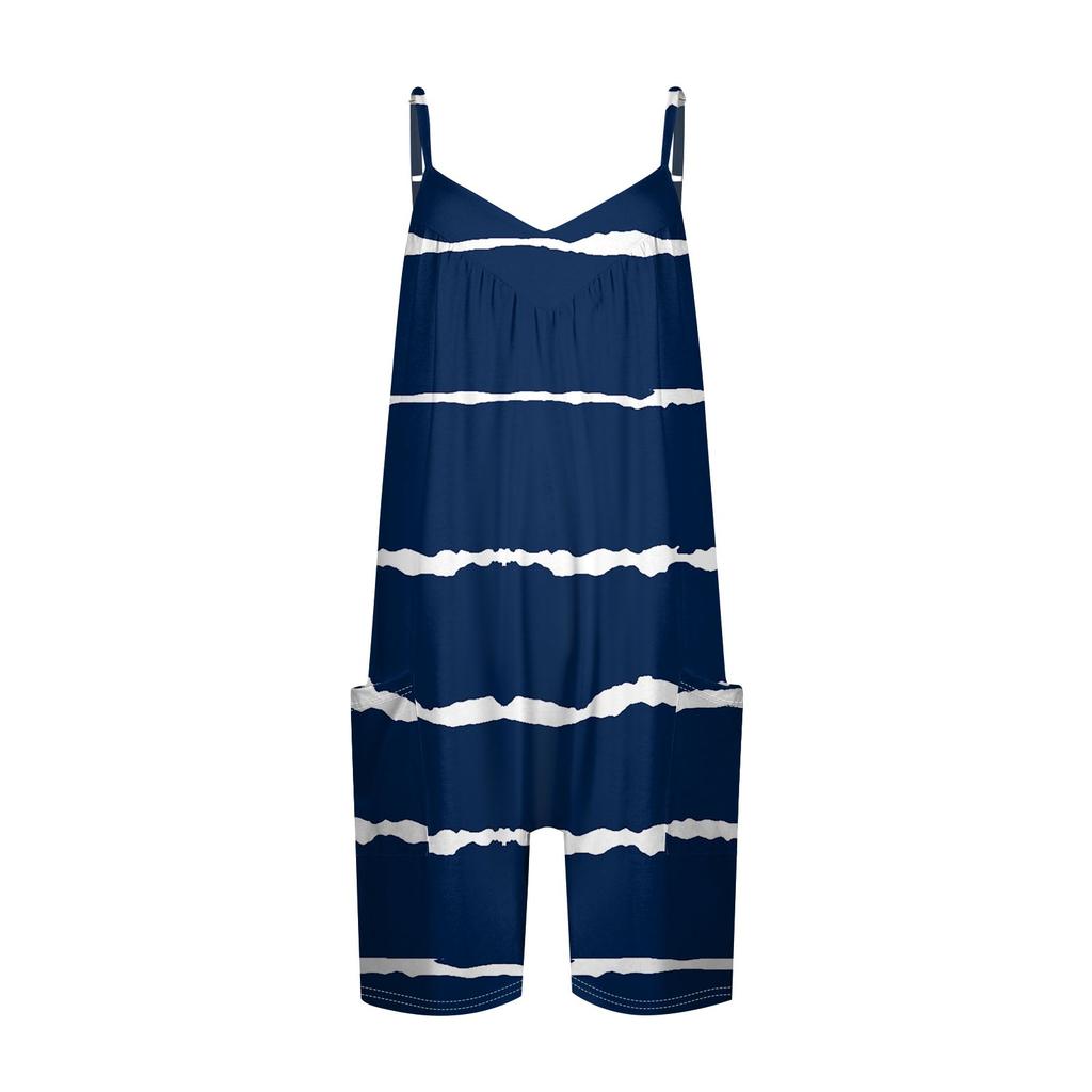 Женские летние шорты-комбинезоны, модные повседневные комбинезоны без рукавов с принтом, шорты-комбинезоны с карманами