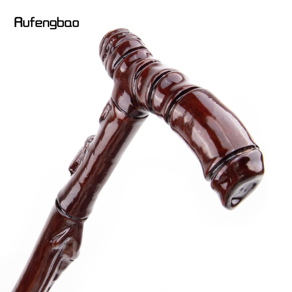Brown Cicada Bamboo Wooden Single Joint Fashion Walking Stick Decorative Cospaly Cane Halloween Mace Crutch Wand Crosier 92cm