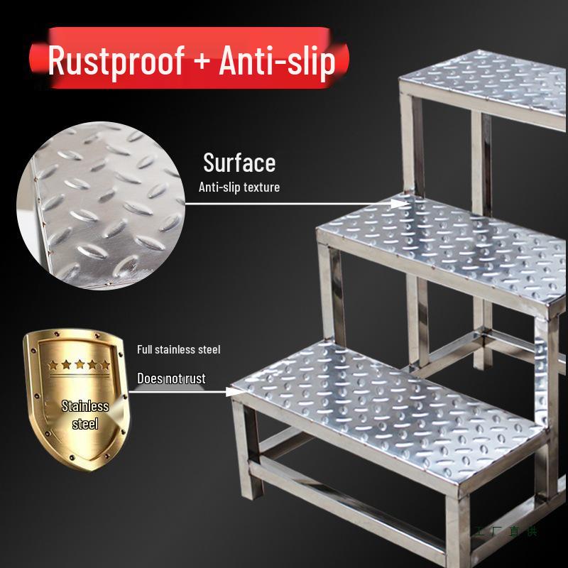 Stainless Steel Multi-Height Step Stool for Home, Factory, and Hospital Use