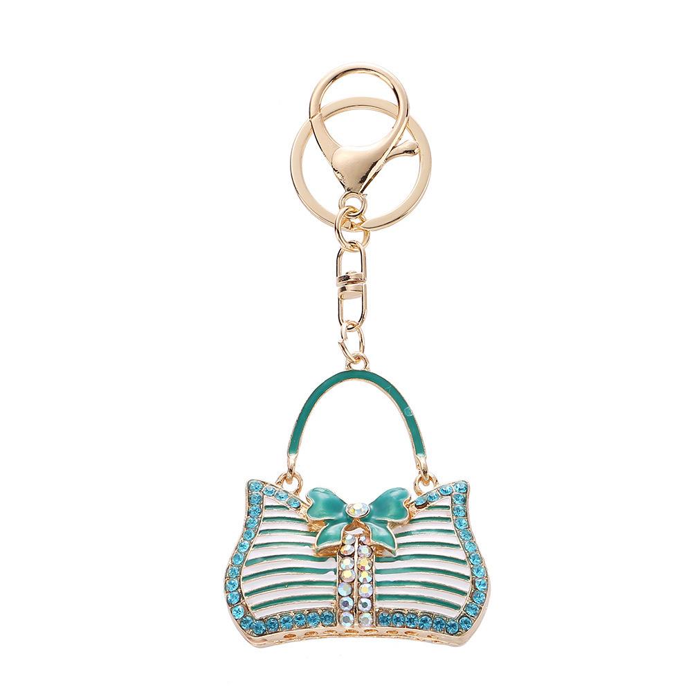 Bow bag pendant, sparkling diamond studded keychain, fashionable, handbag pendant, European and American style