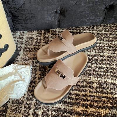 Летние новые туфли-лодочки с серебряной пряжкой на носке, с узором «елочка», женские ретро-туфли на плоской подошве из коровьей кожи, повседневные крутые шлепанцы