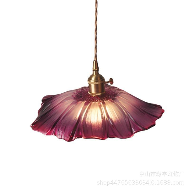 Подвесной светильник в виде цветка, стеклянный подвесной светильник с трехцветной лампочкой E27, современное декоративное освещение для спальни, столовой, фойе