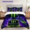 Vibrant Monster Energy Glow Three-piece set(1 * duvet cover + 2 * pillowcase, without core) Duvet cover and pillowcase Christmas birthday gift