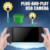 Game Console Scene Projection Camera with Base Holder 120-Degree Wide-Angle Lens Desktop Camera Flower Shape Camera for Switch 2
