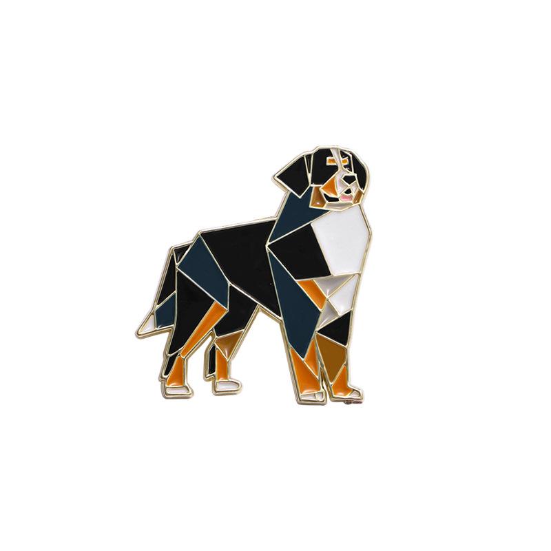 Geometric Line Sheepdog Brooch Cute Dog Animal Anti Exposure Adjustable Waist Pin Badge for Clothes Backpack Decoration Accessory