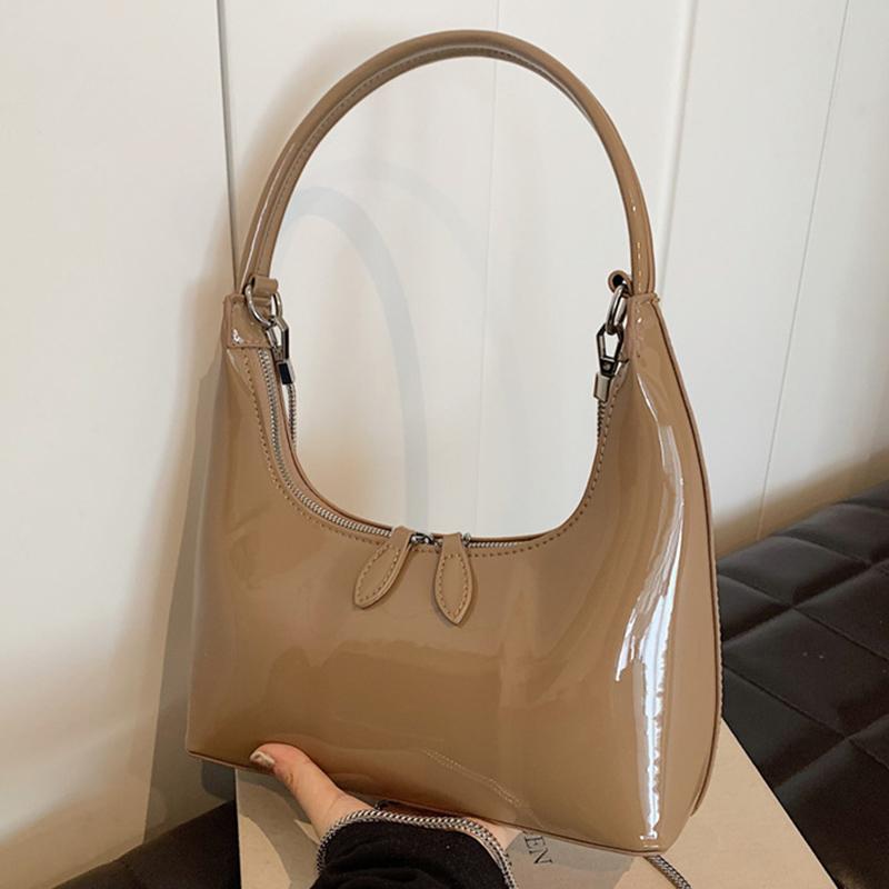 Роскошная лакированная сумка-хобо из искусственной кожи для женщин, шикарные сумки-мессенджеры с цепочкой для женщин, красный клатч для вечеринки под мышкой