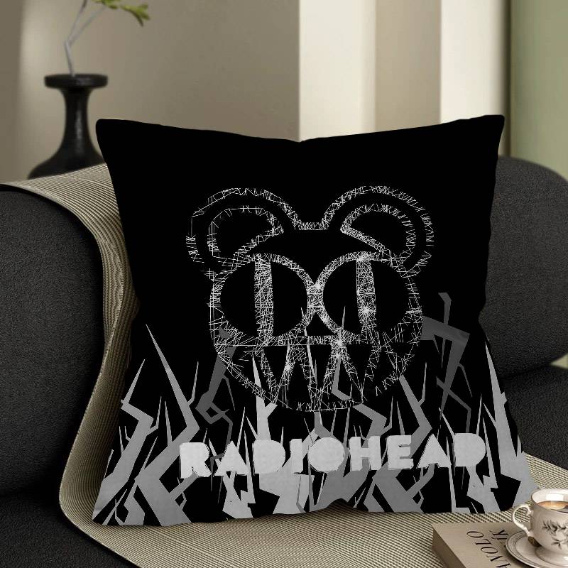 Classic R-Radiohead Rap Band Pillow Covers Cartoon Sofa Decorative Home Double-Sided Printing Short Plush Cute Cushion Cover