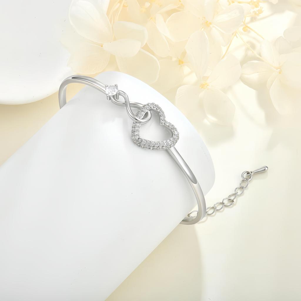 Love Opening 18K Gold Plated Trendy Zircon Heart Classic Bracelets,Bangles Light Luxury Small Fragrance High Sense Gift Female