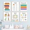 Hebrew English Bilingual Education Illustration Painting Colorful Quote Kidroom Wall Art Poster Nursery Child Canvas Study Print
