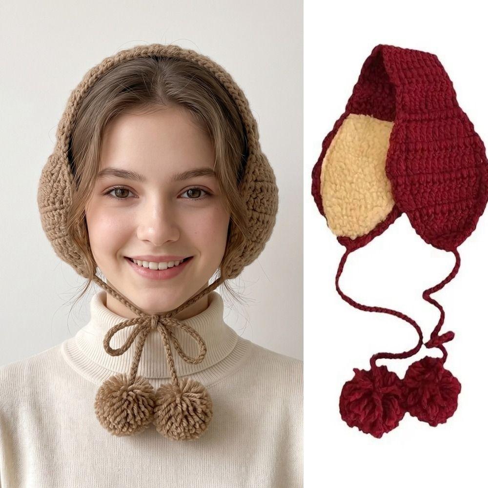 Y2k Women Plush Ear Cover Windproof Outdoor Anti-cold Earflap Warm Knitted Scarf Ear Warmers