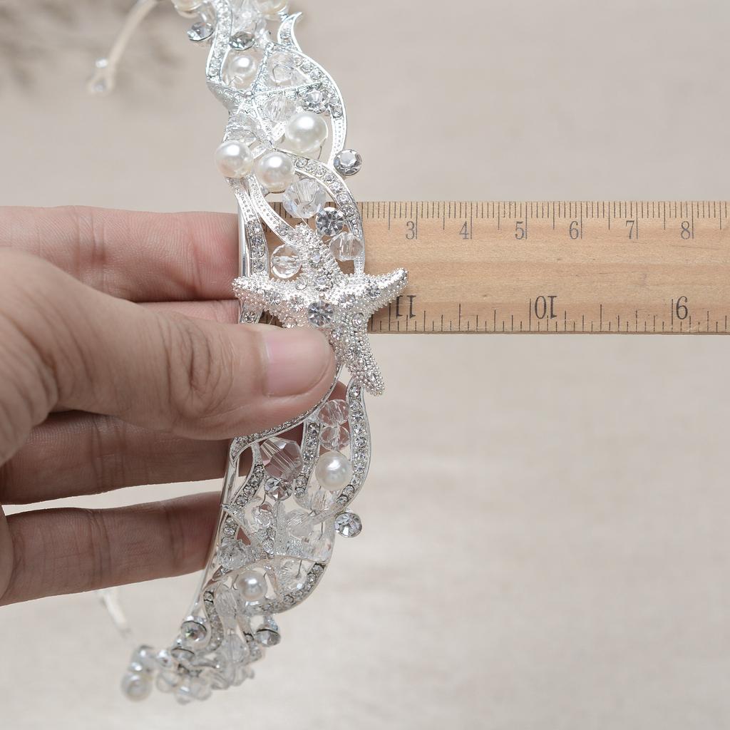 Bridal Handmade Beaded Rhinestone Crown Korean Alloy Handmade Crystal Tiara Accessories Headband