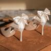 Мода 2024 Весна И Лето Новые Белые Остроносые Туфли На Высоком Каблуке Женские Туфли На Тонком Каблуке Одинарные Туфли С Бабочкой Свадебные Туфли Маленькие Туфли Невесты