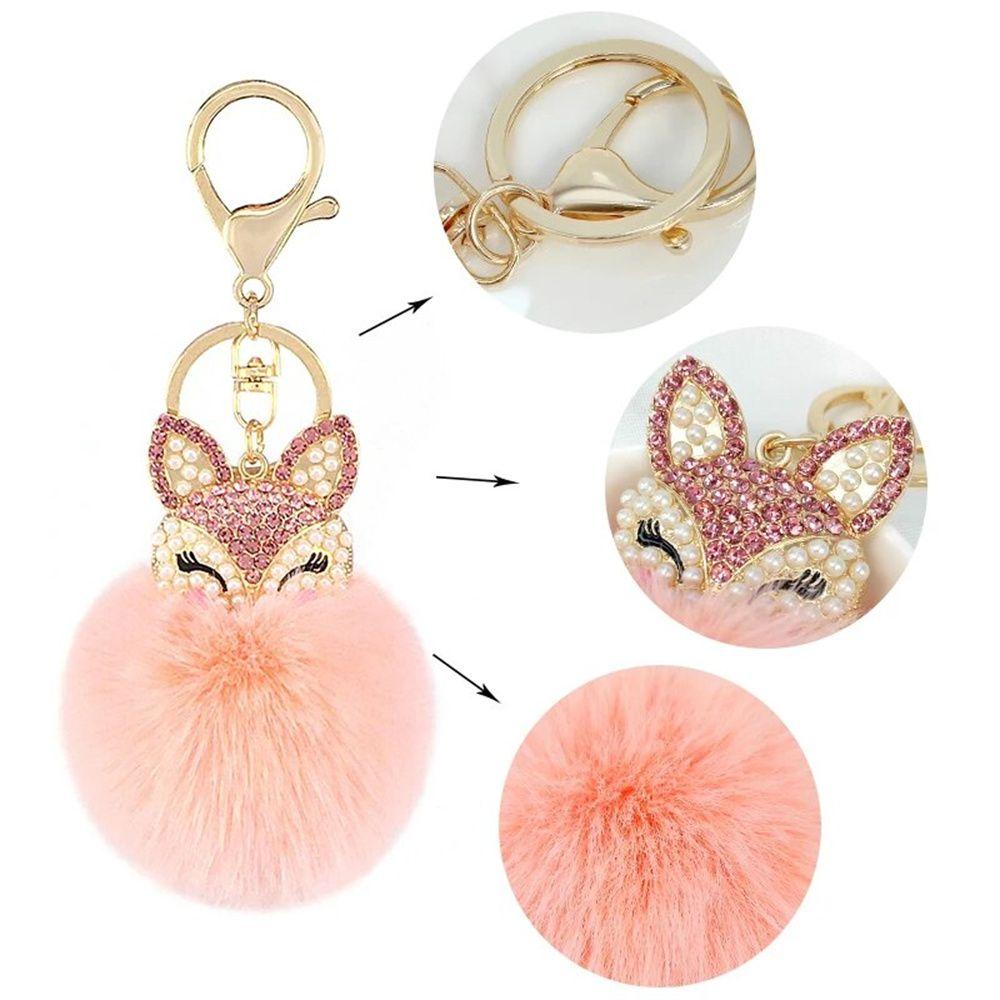 Bag Pendants Women Gifts Pearl Pendant Key Ring Car Key Chain Fur Keychain Fur Ball Keychain