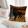 pc Art Green Bedroom And Cat Pillow Case Fashion Square Pillowcase Bedroom Sofa Room Ins Decoration Leisure