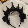 Женская повязка на голову корона кружевной декор обруч для волос Хэллоуин темный стиль эластичный головной убор