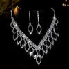3Pcs Bridal Necklace Set Earrings Jewelry Set Banquet Dress Set Chain Fashion Match Delicate Jewelry