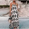 Fashion Print Sling Midi Dress Women Summer Casual Sleeveless Backless Long Dresses Holiday Beach Lady Suspender Robe