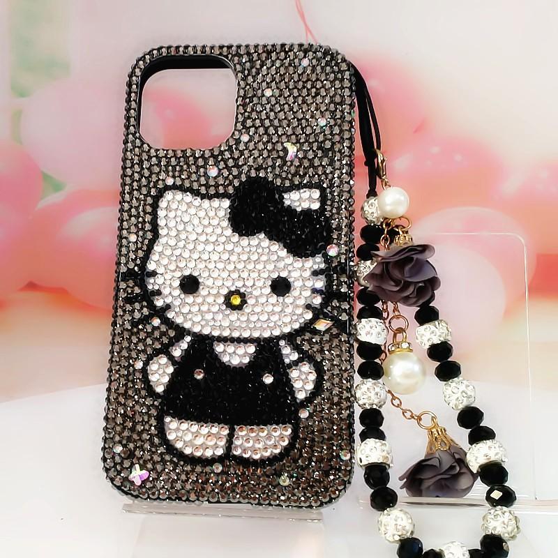 Phone Case IPhone 11 12 13 14 15 Pro Max Cute Kitten Rhinestone Design Shockproof Full Protection