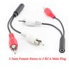 3.5mm RCA Female Connector Stereo Cable Y Plug To 2 RCA Male Adapter 3.5 Audio AUX Socket Connector To Headphone Music