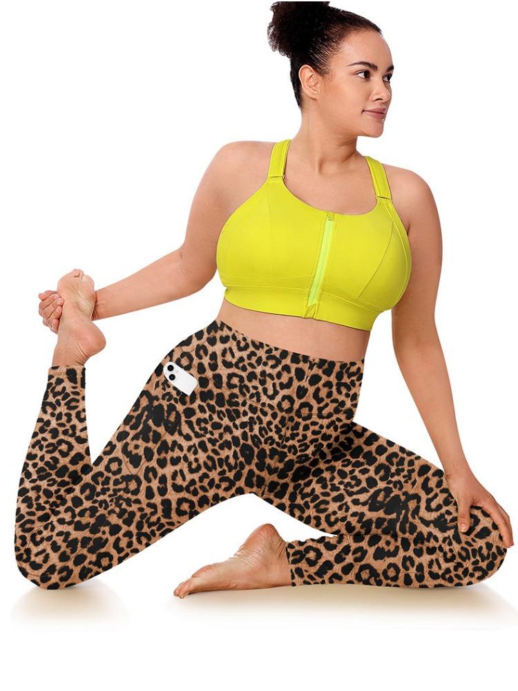 Pants With Plus Yoga Size Leopard Print Highwaisted Sexy Running Sports Tightfitting Pants For Women With Buttlifting Sweatwicking Base Layers