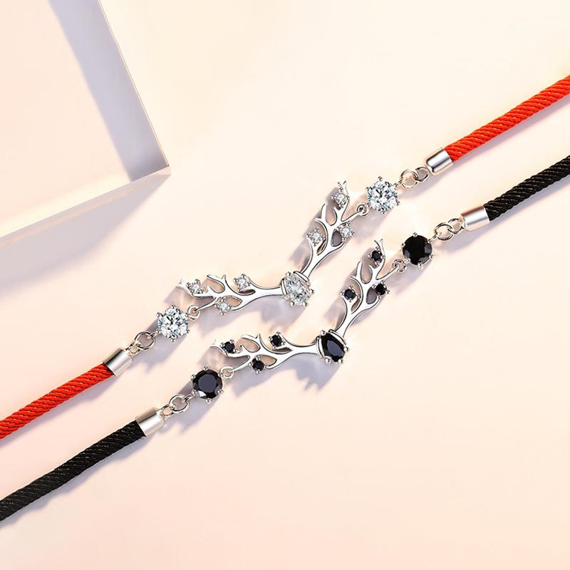 S925 Sterling Silver Yi Lu You Couple Bracelet New Live Broadcast Korean Version Simple
