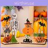 Creative Halloween Decorative Wooden Tabletop Ornament Featuring Spring Bat Pumpkin And Skull Design