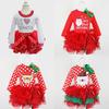Children's European & American Christmas Santa Claus Lace Princess Dress with Bow (Long Sleeve)