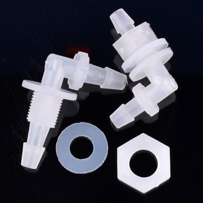Pagoda Perforated Elbow Connector + Silicone Gasket Aquarium Tank Adapter Garden Water Hose Joint M6~G1/2 Thread To 2.4-11.1mm