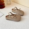 Детские летние плетеные сандалии для девочек с бантиками, туфли принцессы, универсальные, носятся в обе стороны, стильные, легкие и удобные детские шлепанцы.