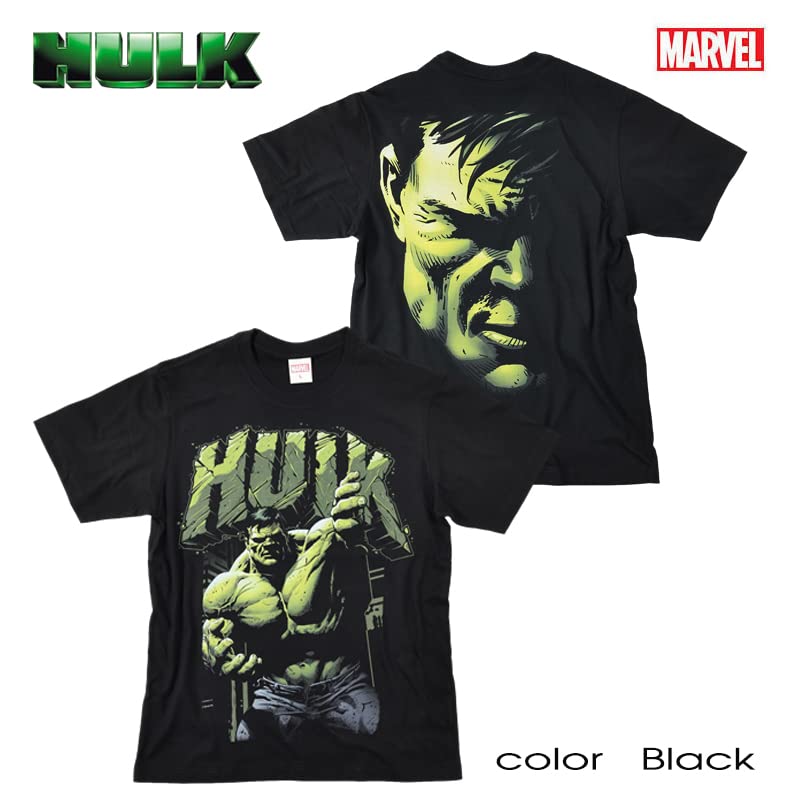 MARVEL Marvel с коротким рукавом Халк Мстители Человек-паук Американские комиксы Персонаж Товары Представлены Черная футболка размера L Мужская [Товар]