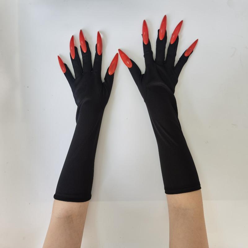 Длинные перчатки на Хэллоуин, Перчатки-когти призрака с ногтями, Эластичные сексуальные перчатки-лапы леопарда для выступлений