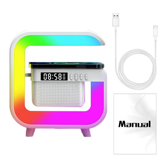 Часы RGB Night Light 15W Быстрая зарядка Беспроводное зарядное устройство Домашний офис Настольные цифровые часы Настольные часы