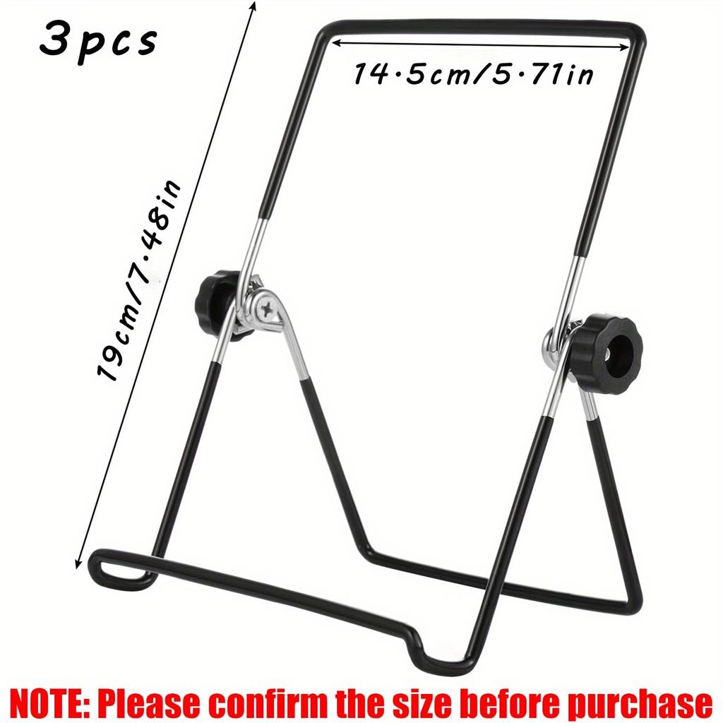 3 Piece Plate Holder Easel, Photo Frame Holder, Adjustable Foldable Tablet Iron Display Stand for Displaying Photos, Plates, Recipes